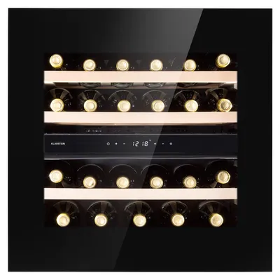 Produktbild von Klarstein Weinkühlschrank Freistehend, Kleiner Getränkekühlschrank Schmal, 2 Zonen Weinkühlschrank mit Glastür, Indoor/Outdoor Beersafe, Kühlschrank Klein mit LED-Lichter, 5-20°C, 25 Flaschen