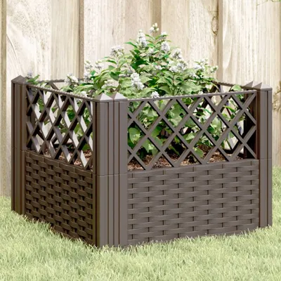 Productafbeelding van Maison Exclusive - Plantenbak met grondspiesen, bruin, 43,5 x 43,5 x 43,5 cm, PP