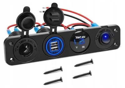 Produktbild von 4-in-1 Panel Zigarettenanzünder Voltmeter 2x USB Schalter