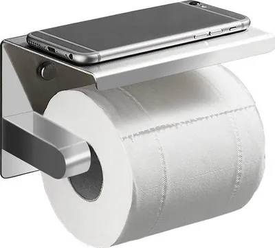 Produktbild von Famanu Toilettenpapierhalter 304 Edelstahl - mit Ablage, zwei Montagemethoden
