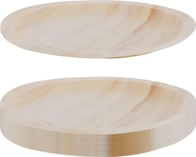 Produktbild von Einwegteller aus Holz, rund, unbehandelt 24 cm, 25 Stück