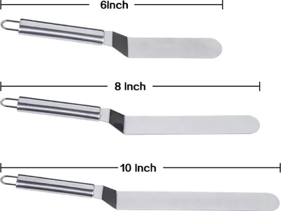 Produktbild von 3 Winkelpalette Set, Edelstahl Streichpaletten Tortenmesser für Fondant Torte und Kuchen Dekorieren