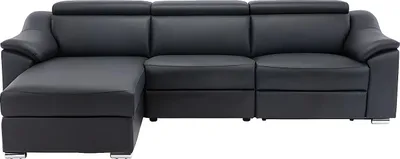 Produktbild von Ecksofa PEDRERA mit elektrischer Relax-Funktion, aus schwarzem Superior-Leder – linksseitig