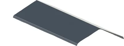 A 3D render of a dark gray metal sheet with a white edge.