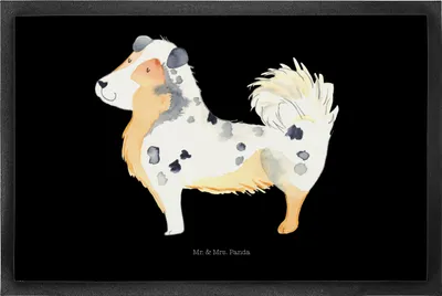 Produktbild von Mr. & Mrs. Panda fußmatte Hund Australien Shepherd 50 x 75 cm - Schwarz - Geschenk, Gummimatte, Sprüche, Familienhund, Schmutzmatte, bodenmatte, Bodenvorleger, Spruch