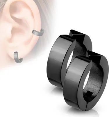 Produktbild von Fake Creolen: Ohrclips Klappcreolen Non-Piercing "Clip-On"  Schwarz