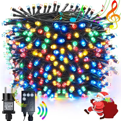 Lichtschnur mit Musik, 20 m, 200 LEDs, mehrfarbig, 8 Modi, Speicherfunktion
