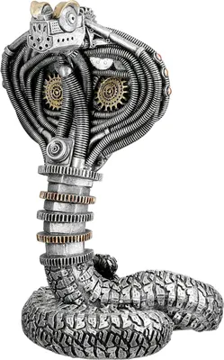 Zdjęcie produktu dla Gilde Figur, Kobra, "Steampunk Cobra", Kunstharz, silberfarben, VE 1, L. 16 cm, B. 20 cm, H. 30.5 cm 59028 4063387590287