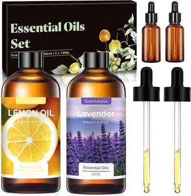Produktbild von Ätherische Öle Set für Diffuser 200 ml, Lavendelöl & Zitronenöl, Aromatherapie, für DIY Duftkerzen