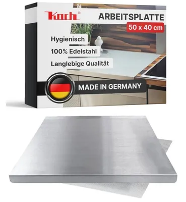 Produktbild von KOCH #68 EDELSTAHL Arbeitsplatte / Schneidebrett 50 x 40cm mit MEHLFANGKANTE