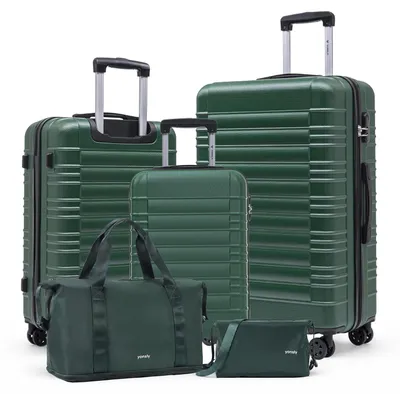 Image de Ensemble de valises, légères, avec 4 roulettes multidirectionnelles, couleur vert foncé (tailles : 20, 24 et 28 pouces)