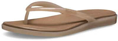 Image de Sandales tongs Crocs Miami Jelly pour femmes, forme arrondie à l'avant, couleur chocolat au lait, taille : [insérer la taille ici]