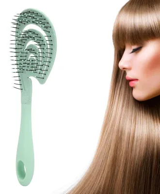 Produktbild von Massagekamm, antistatisch, aufhängbar, extra langer Griff, gebogen, waschbar, für sanftes Haarstyling
