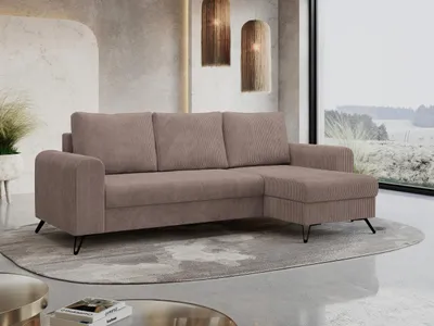 Produktbild von Ecksofa Wohnzimmer aus Cordstoff mit Schlaffunktion - HUGO-lin - Rosa