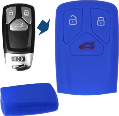 Produktbild von Auto Schlüssel Hülle Silikon Schutz Cover Blau kompatibel mit Audi A4 S4 Q7 Q5 TT RS A5 S5 3 Tasten KEYLESS SMARTKEY
