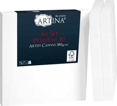 Produktbild von 3er Set Artina Premium 3D Keilrahmen Leinwand