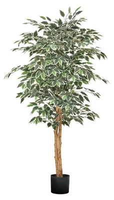 Produktbild von VEVOR Künstlicher Ficusbaum, 1524 mm, mit schwarzem Topf, Kunst-Ficuspflanze mit
