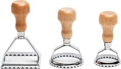 Produktbild von 3 Stück Ravioli Ausstecher Set aus Edelstahl – Teigrädchen Ravioli Cutter Former Set für Teigtaschen  Pasta Gyoza