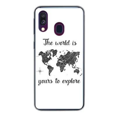 Produktbild von MuchoWow® Handyhülle Schutzhülle Hülle für Samsung Galaxy A40 Weltkarte - Schwarz - Sprichwörter Silikon Softcase Handy Hülle - Handy-Tasche