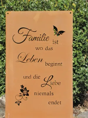 Produktbild von Edelrost Gedichttafel "Familie, Leben, Liebe", 40 cm
