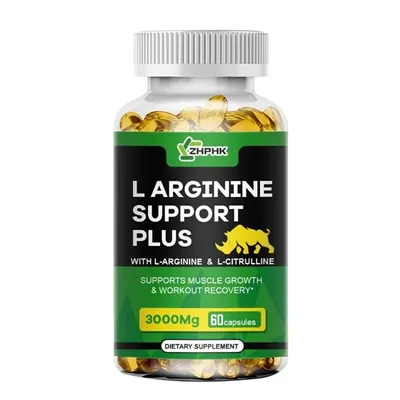 Image de L-Arginine Support Plus 3000mg (60 capsules) Complément alimentaire, puissance, force, endurance, libido, énergie, muscles, santé masculine