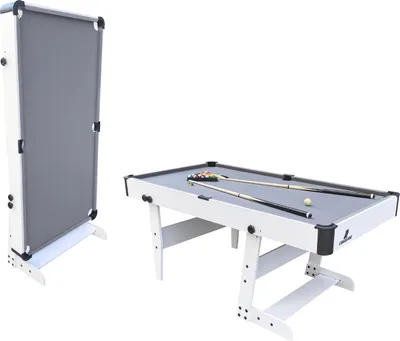 Produktbild von Cougar Hustle XL Billardtisch 6ft in Weiß / Grau | Pooltisch klappbar inkl. Zubehör | Tischbillard für Kinder und Erwachsene | Indoor Pool / Billard
