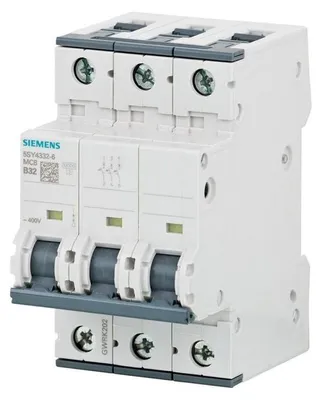 Imagen del producto de Siemens Automat B 10A 5SY43106, 400V, 10kA, 3 polos