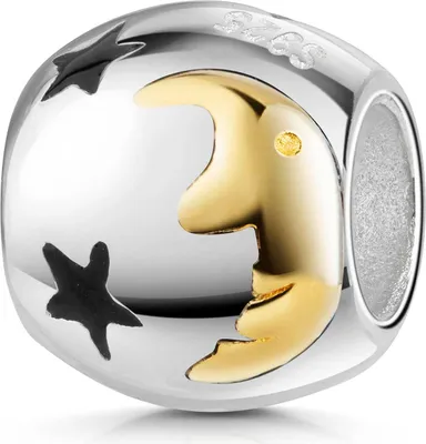 Produktbild von MATERIA by Matthias Wagner Bead Mond Sterne 925 Sterling Silber teilvergoldet 930