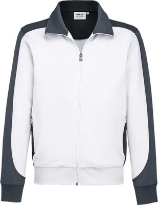 Produktbild von HAKRO Sweatjacke Contrast Performance #477 Gr. L weiß/anthrazit