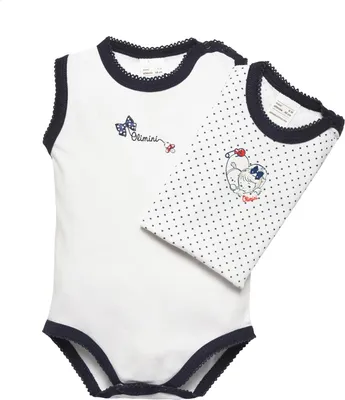 Obrázok produktu pre 2-balenie detského body bez rukávov v bielej farbe s bodkami Olimpias