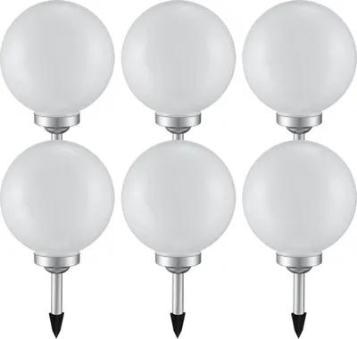 Produktbild von 6er Set LED Solarleuchte, Kugel weiß, H 65 cm