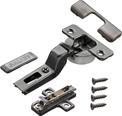 Produktbild von 2 x Salice Topfband Serie 700 Titanium anthrazit mit Dämpfer im Topf 110° T48 Innenanschlag mit Montageplatte Höhe 6 mm, Euroschrauben, Exzenterverstellung, Abdeckkappen Schrankscharnier von SOTECH