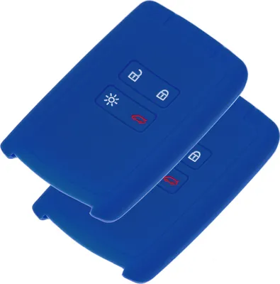 Produktbild von 2x Auto Schlüssel Silikon Schutz Hülle Blau kompatibel mit Renault Megane Kadjar Clio Captur 4 Tasten KEYLESS SMARTKEY