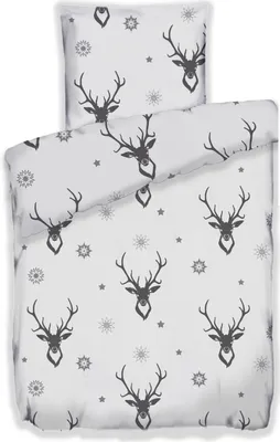 Produktbild von Bettwäsche Winter Flausch Fleece Thermofleece warm 2 teilig mit RV 135x200 + 80x80 cm Design: Hirsch