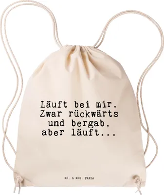 Produktbild von Mr. & Mrs. Panda Jutebeutel Läuft bei mir. Zwar... - Transparent - Geschenk, wander rucksack, sporttasche klein, stoff, turnbeutel baumwolle, Sprüche, baumwoll, Lustig