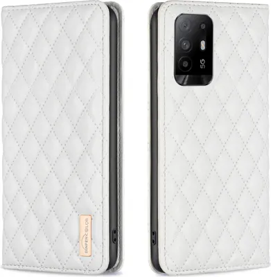 Image de OPPO A94 5G Housse, élégant style book flip cuir porte-cartes Housse avec support pour OPPO A94 5G F19 Pro Plus Ren5 Z 5G blanc