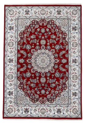 Produktbild von Nain Teppich Rot 90x160 cm | Handgeknüpfter Teppich für Wohn- und Schlafzimmer