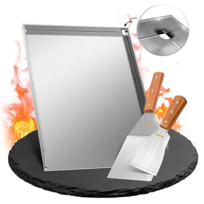 Plancha-Grillplatte 40x30 cm, 4 mm Edelstahl, rechteckig