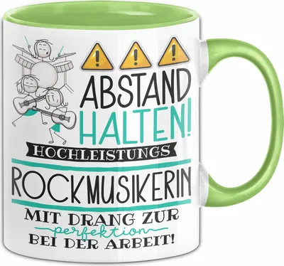 Produktbild von Rockmusikerin Tasse Geschenk Lustig Abstand Halten Hochleistungs-Rockmusikerin Mit Drang Zur Perfektion Bei Der Arbeit (Grün)