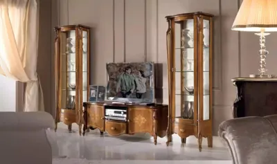 Produktbild von Wohnwand Wohnzimmer Set Vitrine Schrank Regal Set 2x Vitrine Wand Neu