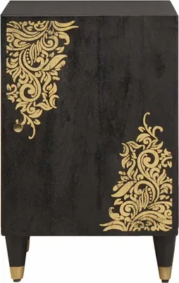 Produktbild von "Winter Sale" Badezimmerschrank Schwarz 38 x 33 x 58cm Massivholz Mango - clorisNeu907621 - Spiegelschränke