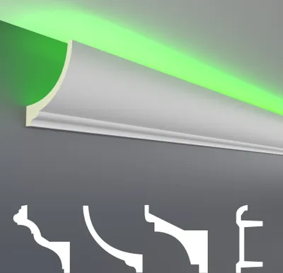 Produktbild von HEXIM LED Stuckleisten Muster - Indirekte Beleuchtung mit Deckenleisten aus PU, leicht & lichtundurchlässig- (20cm LED-1) Lichtvouten Fassade Weiß