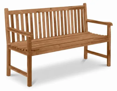 Produktbild von Premium Gartenbank Caracas 3-Sitzer 150 cm, Gartenbank aus Teakholz massiv mit Armlehnen und Rückenlehne, wetterfeste Holzbank für Garten Terrasse Balkon, Sitzbank Massivholz lackiert