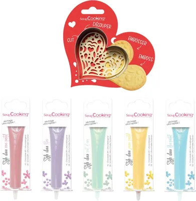 Produktbild von Herz-Relief-Keks-Set + 5 Schoko-Pastellstifte