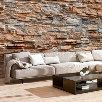 Produktbild von Fototapete selbstklebend Steinoptik 392x280 cm Tapete Wandtapete Wandbilder Klebefolie Dekofolie Tapetenfolie Wand Dekoration Wohnzimmer - Stein f-B-0018-a-d