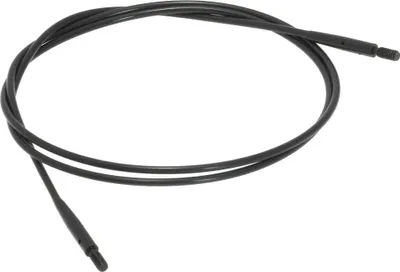 A black knitting needle cable is shown against a white background.