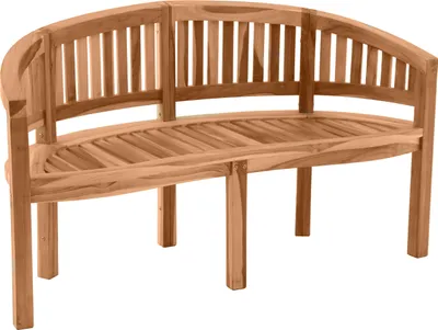 Produktbild von Möbilia Gartenbank 150 cm | Bananenbank 3-Sitzer aus Teak Holz | B 150 x T 61 x H 87 cm | natur | 11020015 | Serie GARTEN