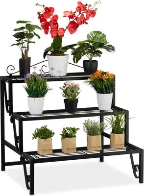 Produktbild von relaxdays Blumentreppe aus Metall 3 Stufen