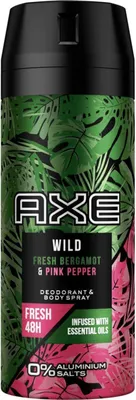 Zdjęcie produktu dla AXE WILD FRESH BERGAMOT & PINK PEPPER, Mężczyźni, Perfumowany dezodorant, Dezodorant w spreju, Spray, 150 ml, Bergamotka, Różowy pieprz