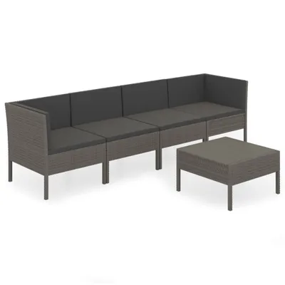 Obrázek produktu pro vidaXL 5dílná zahradní lounge souprava s polštáři Poly Rattan Grey